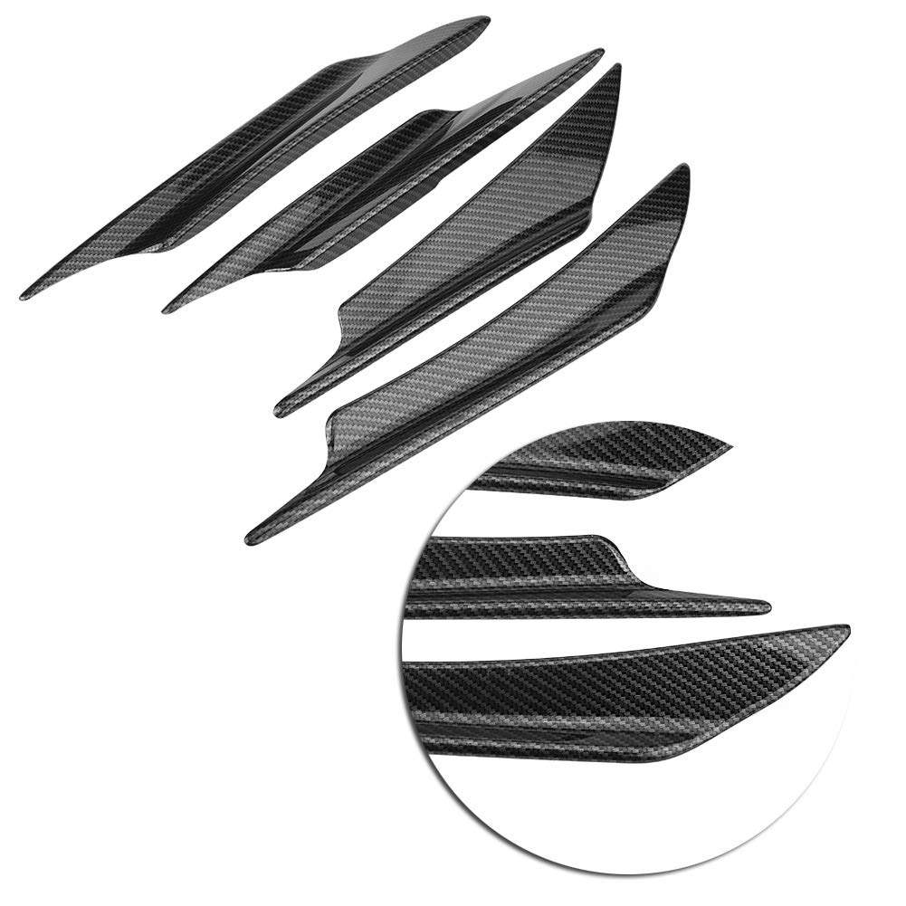 Frontstoßstange Spoiler Lippe 4pcs Auto Carbon Faser Karosserie Spoiler ABS Kunststoff von Qiilu