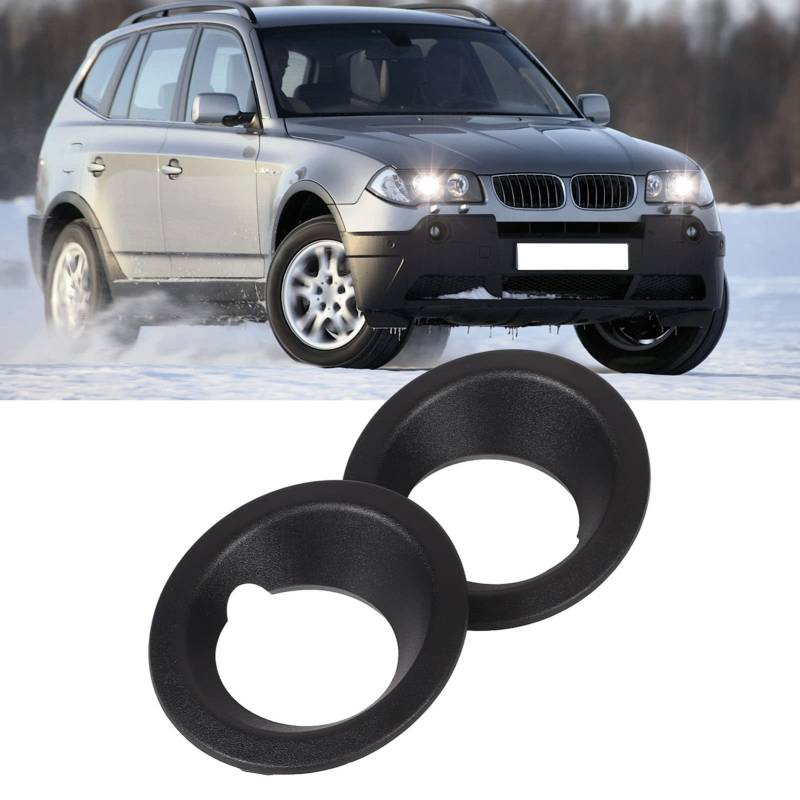 Qiilu Nebelscheinwerfer-Ringleiste, Front Nebelscheinwerfer Ring Trim, 2PCS Frontstoßstange Nebelscheinwerfer Ring Abdeckung 51113400912 Schwarz Ersatz für X3 E83 2004-2006 von Qiilu