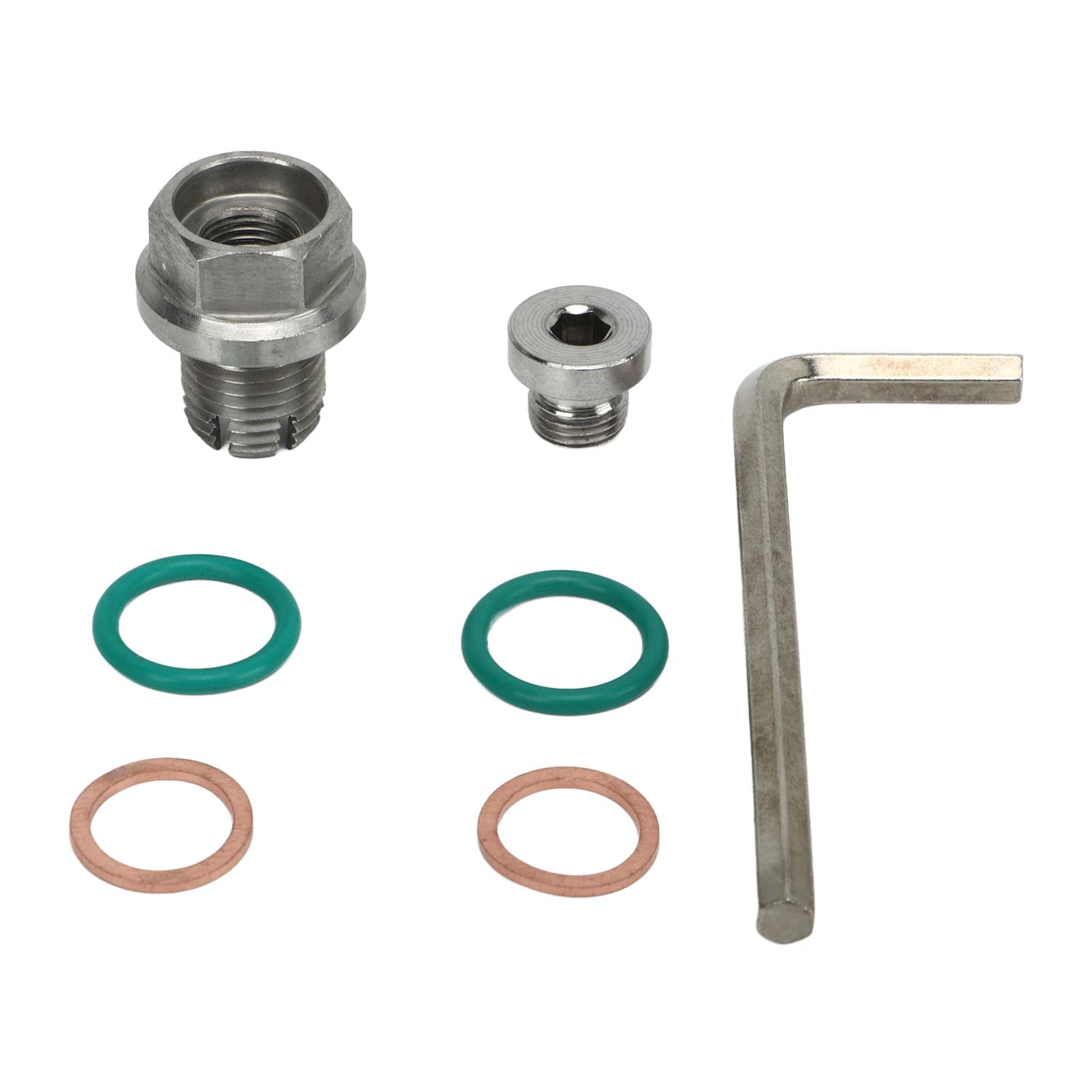 Öl Abfluss Stecker, übergroße Huckepack-Abfluss Stecker Edelstahl-selbst Klebende Ölwanne-Gewinde-Reparatur-Kits mit Hex-Schraubens Chl üssel O-Ring-Dichtung (M12.1-1.5x15mm) von Qiilu