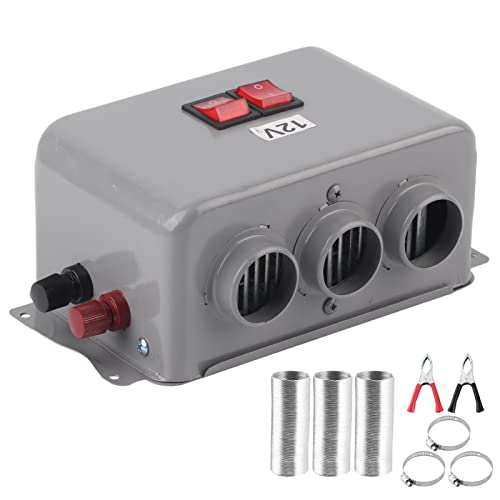 12V Auto Heizlüfter, Autoheizung, 12V Kompakt 3-Loch 600W - 800W Winterschnelle Heizung Wärmer Frost Entfernen Abtau-Defoggers Geräuscharm Winterartikel Winter Defroster Demister Windschutzscheiben von Qiilu