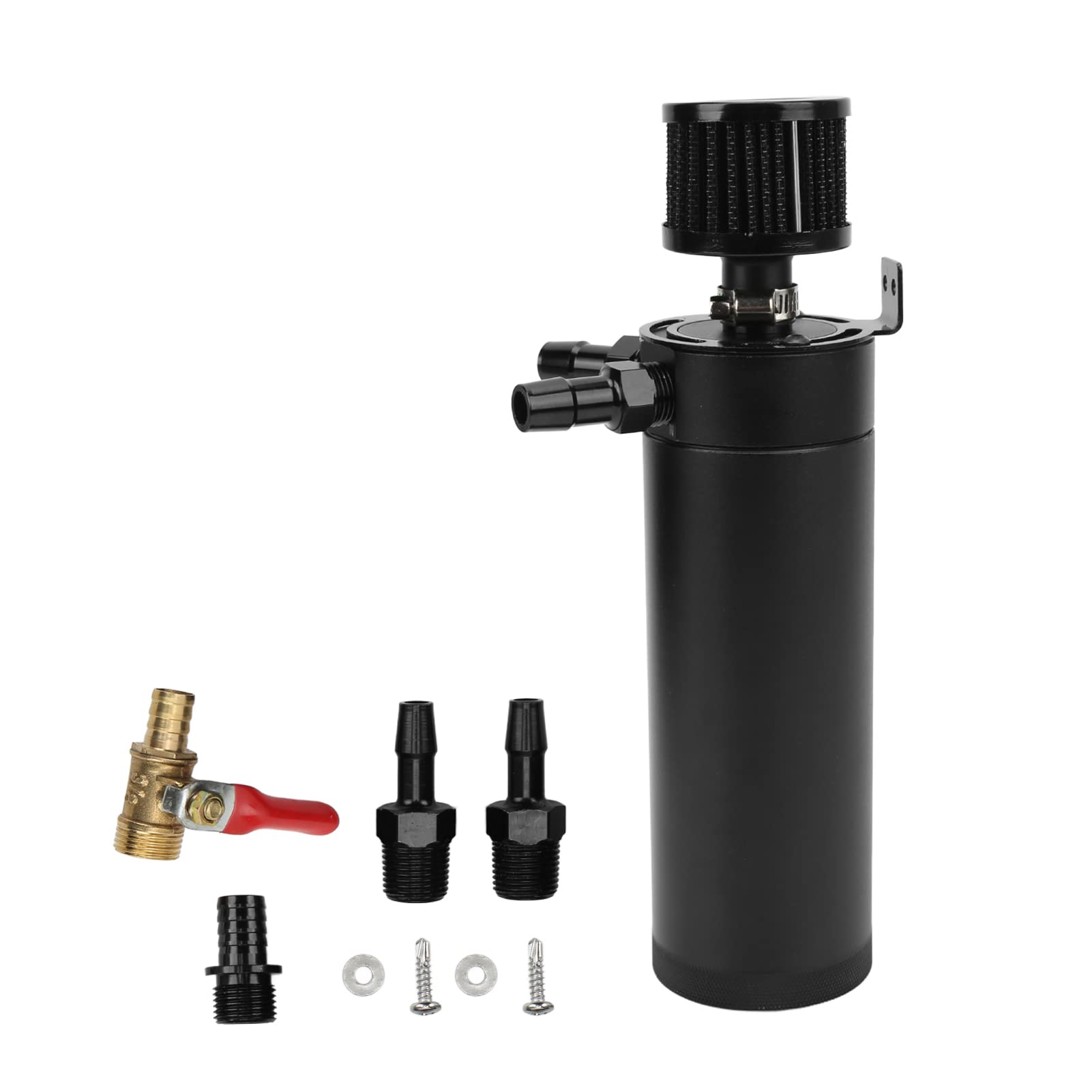 Oil Catch Tank Dekanter Öltank, 2 Port Oil Catch Can Kit Universal Oil Catch Can Reservoir Tank Motor Luft Ölabscheider mit Entlüftungsfilter Auto Umpacken von Qiilu