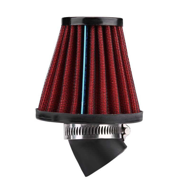 Qiilu 45 Grad Biegung Motorrad Air Intake Filter Reiniger Universal(35mm-Rot) von Qiilu