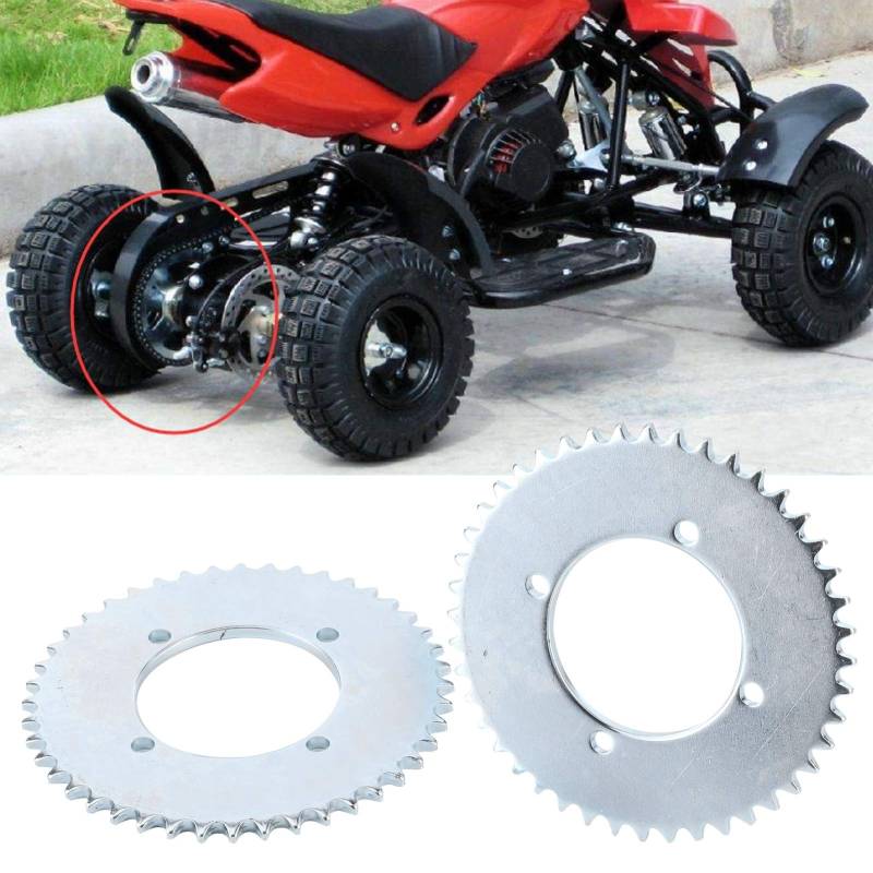 Kettenrad hinten, Qiilu 54mm Kettenräder, Paar T8F 44T 2.1in Kettenrad für 43ccm 49ccm Mini Pocket Dirt Bike Gas Scooter ATV von Qiilu