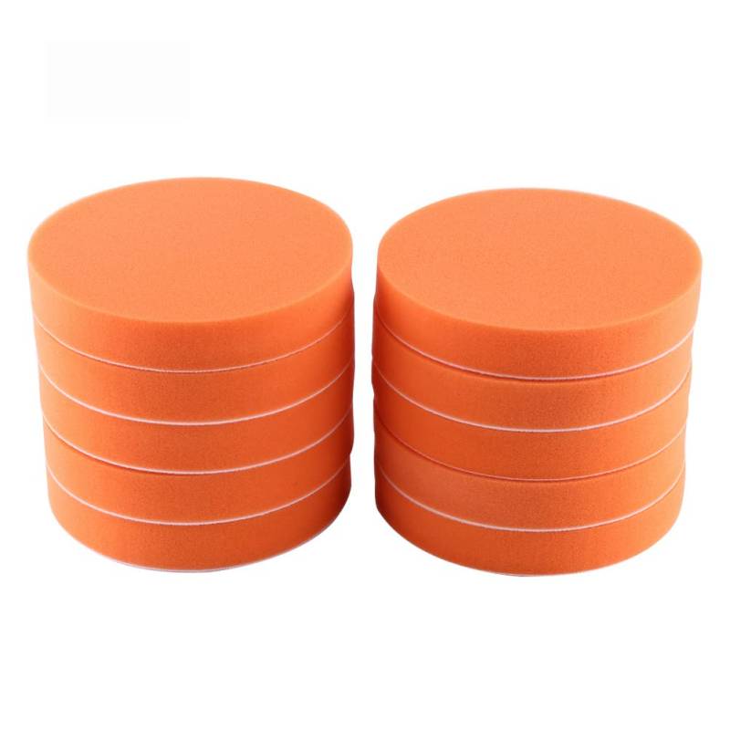 Qiilu Polierschwämme 150mm, 10 Stück 6" Auto Polierpads Schwamm Polieren Buffing Waxing Pad Kit Tool Polierauflage für Auto Polisher Puffer Orange Auto polieren Profiset von Qiilu