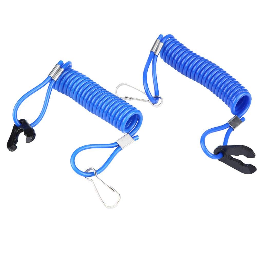 Qiilu Sicherungsseil Lanyard Außenbordmotor Zündung Motorstoppschalter Schlüsselband 2 Stücke blau (Notfall Kill Stop Switch) von Qiilu