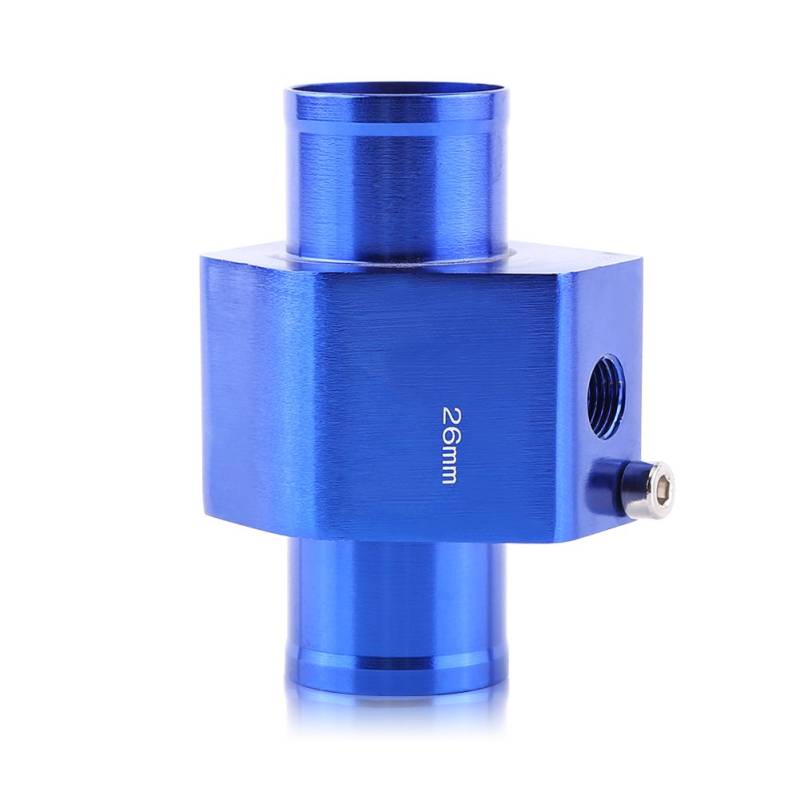 Qiilu Wassertemperaturanzeige, 26 mm, Temperaturfühler für Auto, Universal, Metall, Wassertemperatur, Dichtung, Schlauch, Temperatur, Sensor-Adapter (blau) von Qiilu