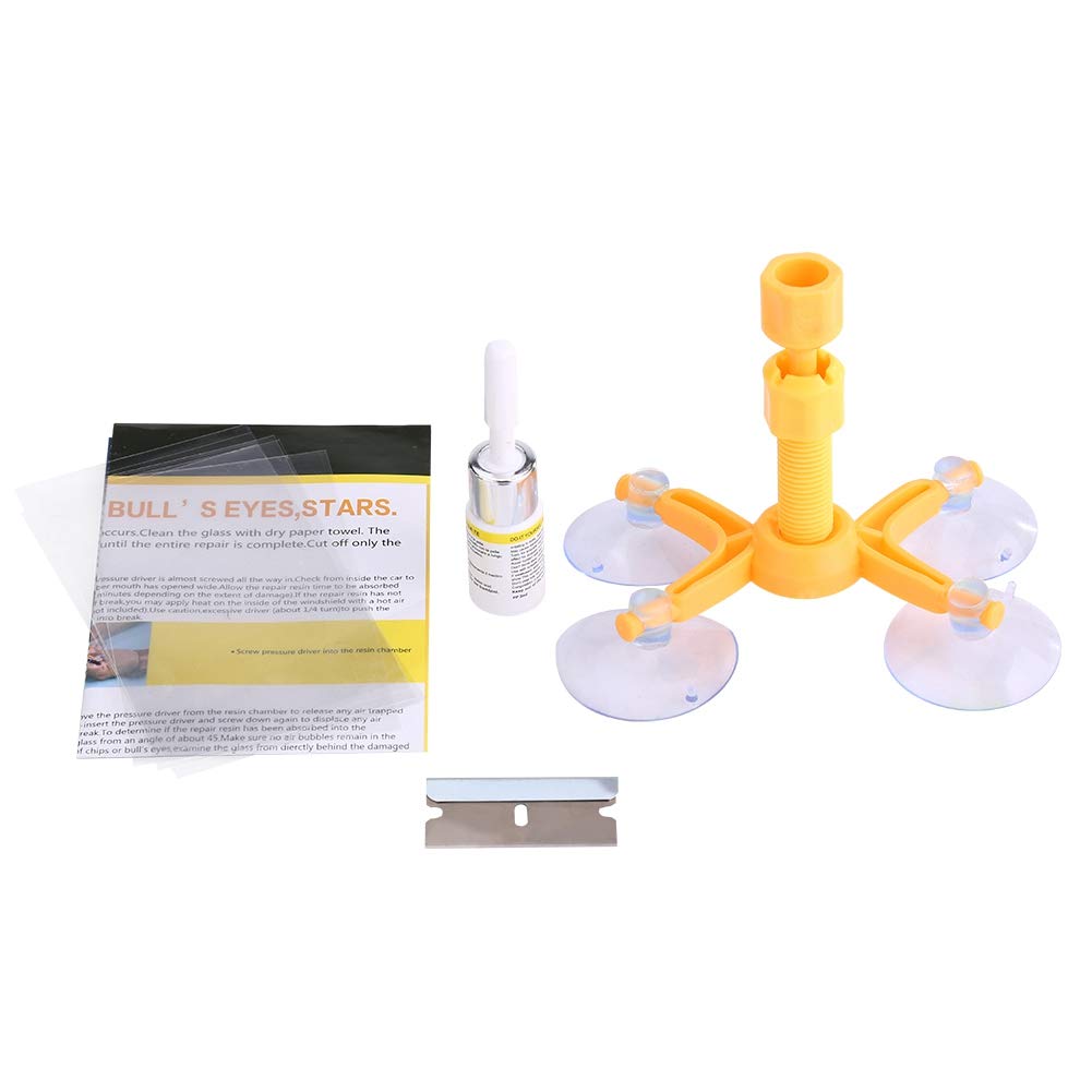 Qiilu Windschutzscheibe Reparatursatz, Auto Auto Windschutzscheibe Reparatursatz Glas Riss Harz Sealer Windschutzscheibe Wiederherstellung Fix Set Vier-Winkel von Qiilu