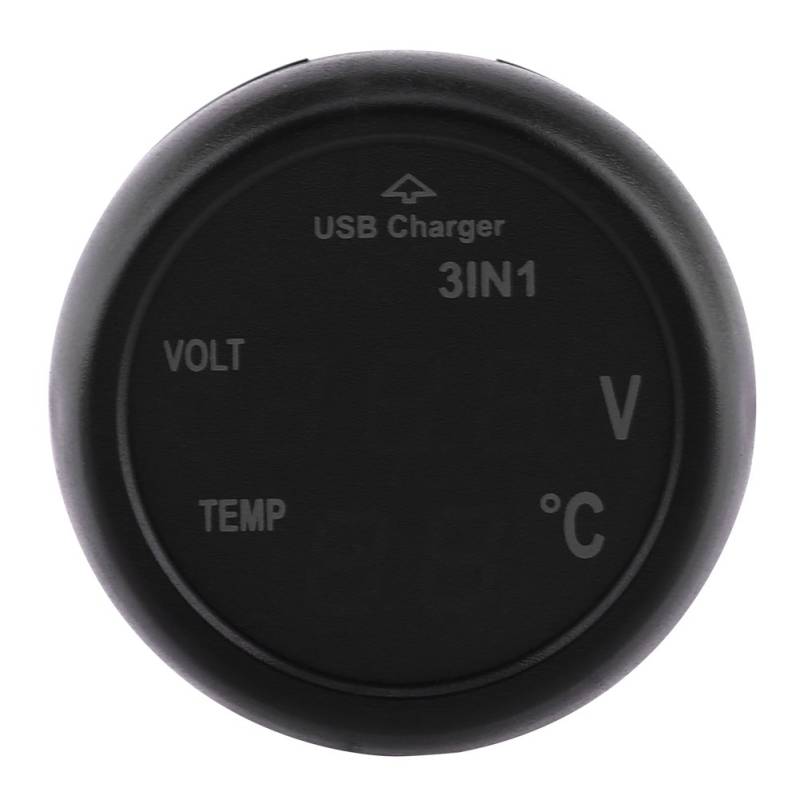 Qiilu Zigarettenanzünder Voltmeter, Auto LKW 3in1 Dual LED Digital Display Voltmeter Thermometer Zigarettenanzünder USB Auto Ladegerät(Grün+Rote) von Qiilu