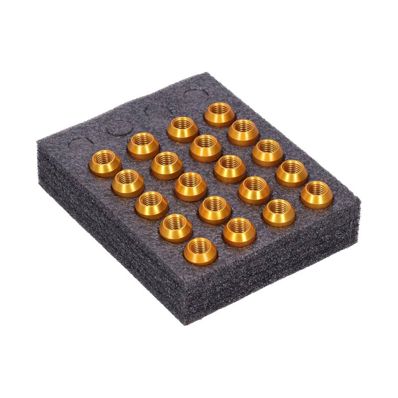 Radmuttern, 20 Stück Radmuttern M12x1,5 Gewinde 1,3 Zoll Höhe 7075-T6 Aluminium-Radmuttern (Gold) von Qiilu