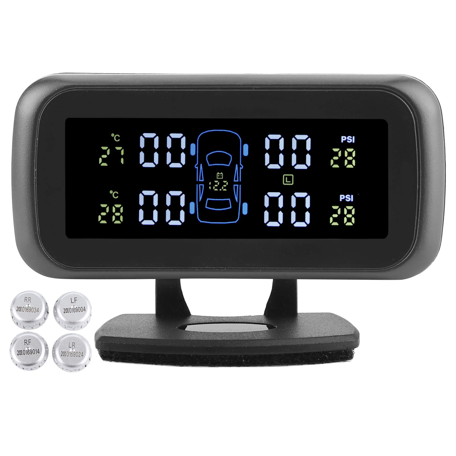 Reifendrucküberwachungssystem, Reifendruck-Kontrollsystem, Qiilu Car TPMS Drahtloses, drahtloses Reifendrucksystem LCD-Display TPMS Reifendruckmelder Auto TPMS mit 4 Sensoren von Qiilu