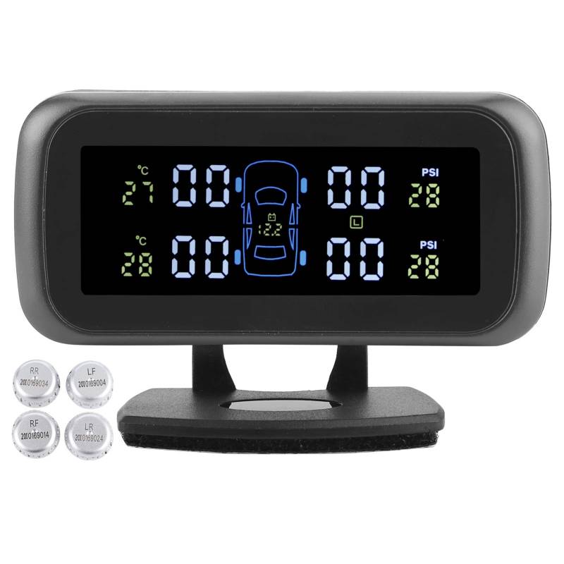 Reifendrucküberwachungssystem, Reifendruck-Kontrollsystem, Qiilu Car TPMS Drahtloses, drahtloses Reifendrucksystem LCD-Display TPMS Reifendruckmelder Auto TPMS mit 4 Sensoren von Qiilu