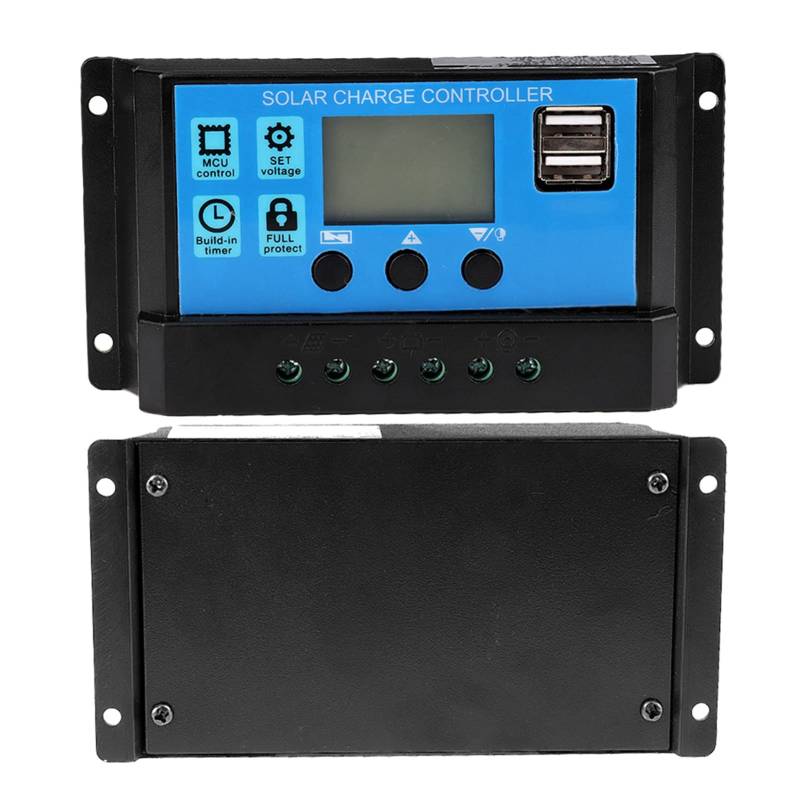 Solarladeregler 12V 24V, 60A Auto Solarladeregler Solarpanel Batterieregler Duales USB-LCD-Display, Solarladeregler PWM-Controller(40A) von Qiilu