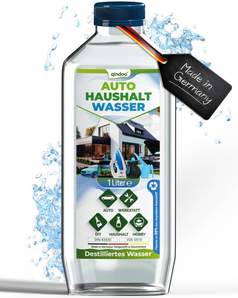 Qindoo Destilliertes Wasser Auto Haushalt, Aqua Dest (1 Liter) von Qindoo