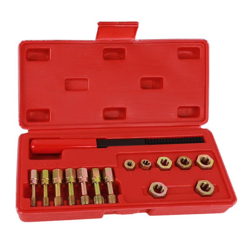 Qinglee 15 Stücke Gewinde Reparatur Set, Multi-Size Gewindereparatursatz, Metric Thread Chaser Set aus Legiertem Stahl, Helicoil Set mit 7 Schneideisen, 7 Gewindebohrer und 1 SAE-Gewindefeile von Qinglee