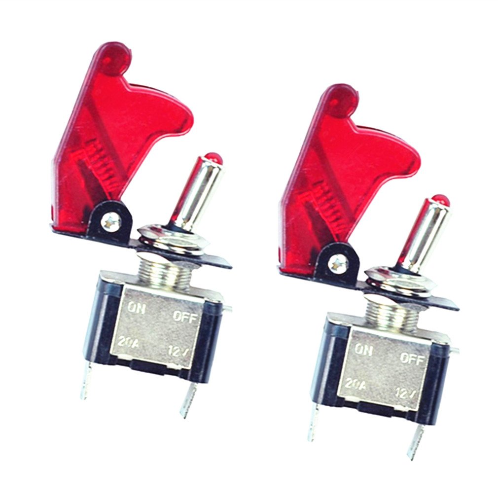 Qiorange 2X 12V 20A Auto KFZ Schalter SPST Wippschalter EIN/Ausschalter Rot LED Anzeige Wechsel Switch Kippenschalter Rot (Rot 2 Pcs) von Qiorange