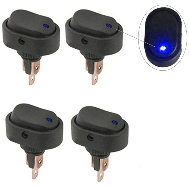 Qiorange 4 Pcs Auto KFZ Schalter 12V 30A Wippschalter Ein-Ausschalter mit Blau LED Anzeige Wechsel Switch Kippenschalter Schalter von Qiorange