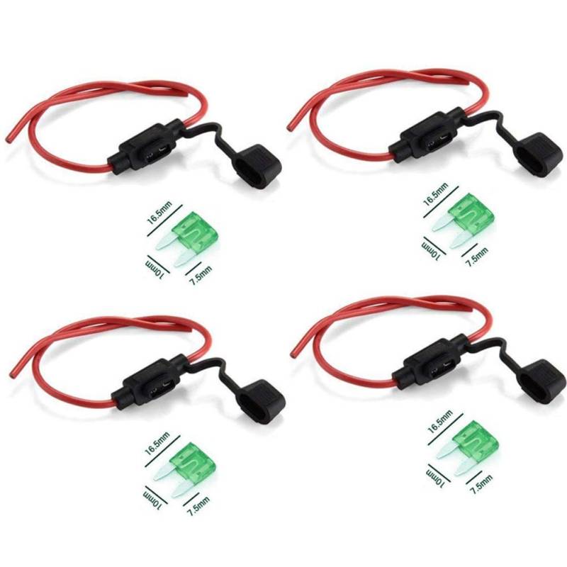 Qiorange 4 Set Inline Sicherungshalter KFZ LKW Flachsicherung Sicherung Halter wasserdicht 12V/24V von Qiorange