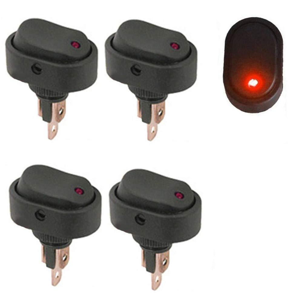 Qiorange 4Pcs Auto KFZ Schalter 12V 30A Wippschalter Ein-Ausschalter mit Rot LED Anzeige Wechsel Switch Kippenschalter Schalter von Qiorange