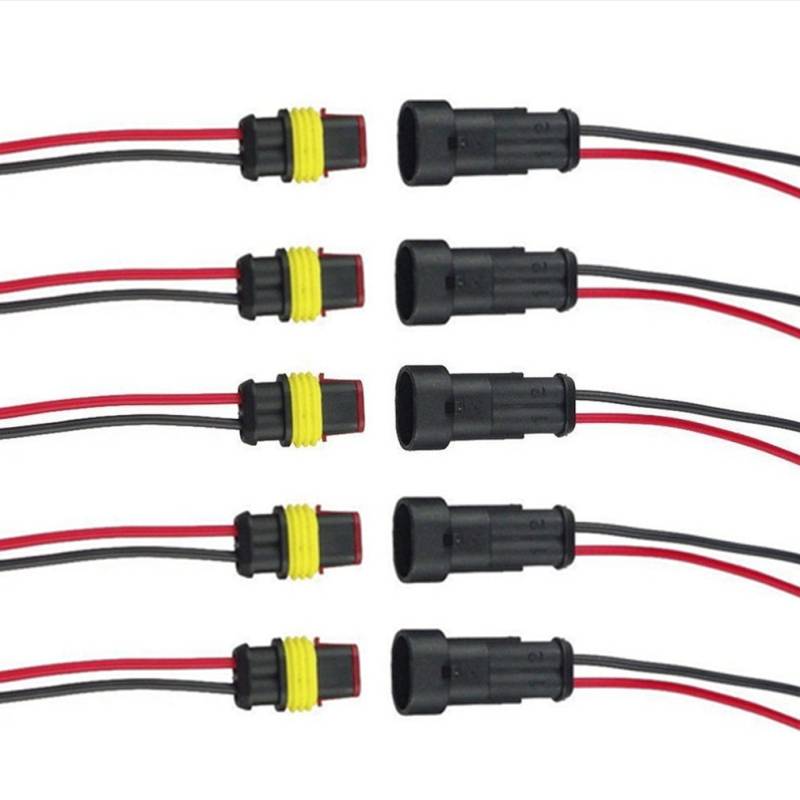 Qiorange 5Pcs 2-Polig Kabel Steckverbinder Stecker Wasserdicht Schnellverbinder KFZ LKW Auto von Qiorange