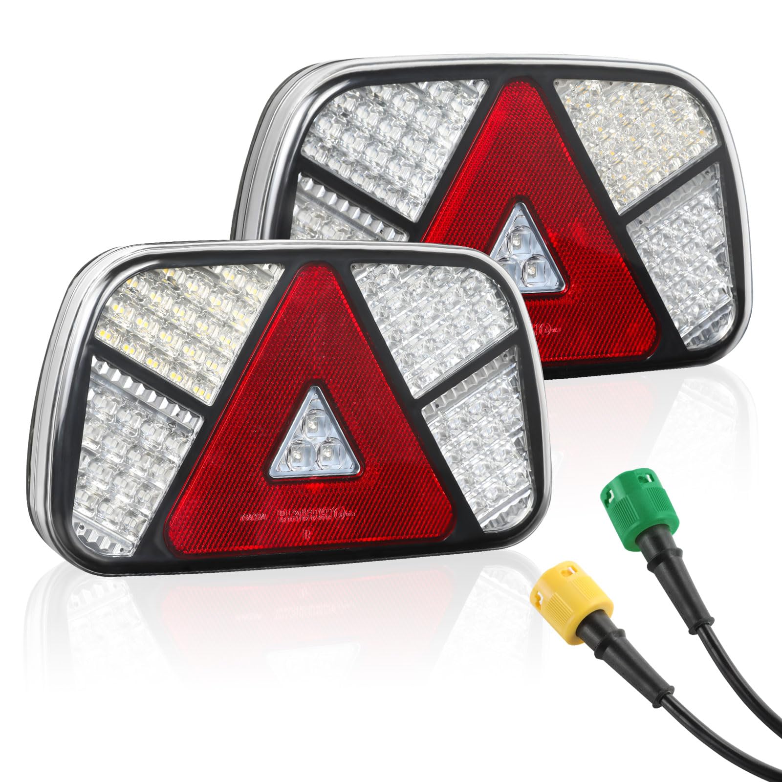 Qiping 12V/24V Rückleuchten Anhänger,LED Rücklichter Beleuchtung mit 2x6 polig 30cm Kabelsatz,7 Funktion Rückleuchten,für Wohnwagen/RV/LKW/Anhänger von Qiping