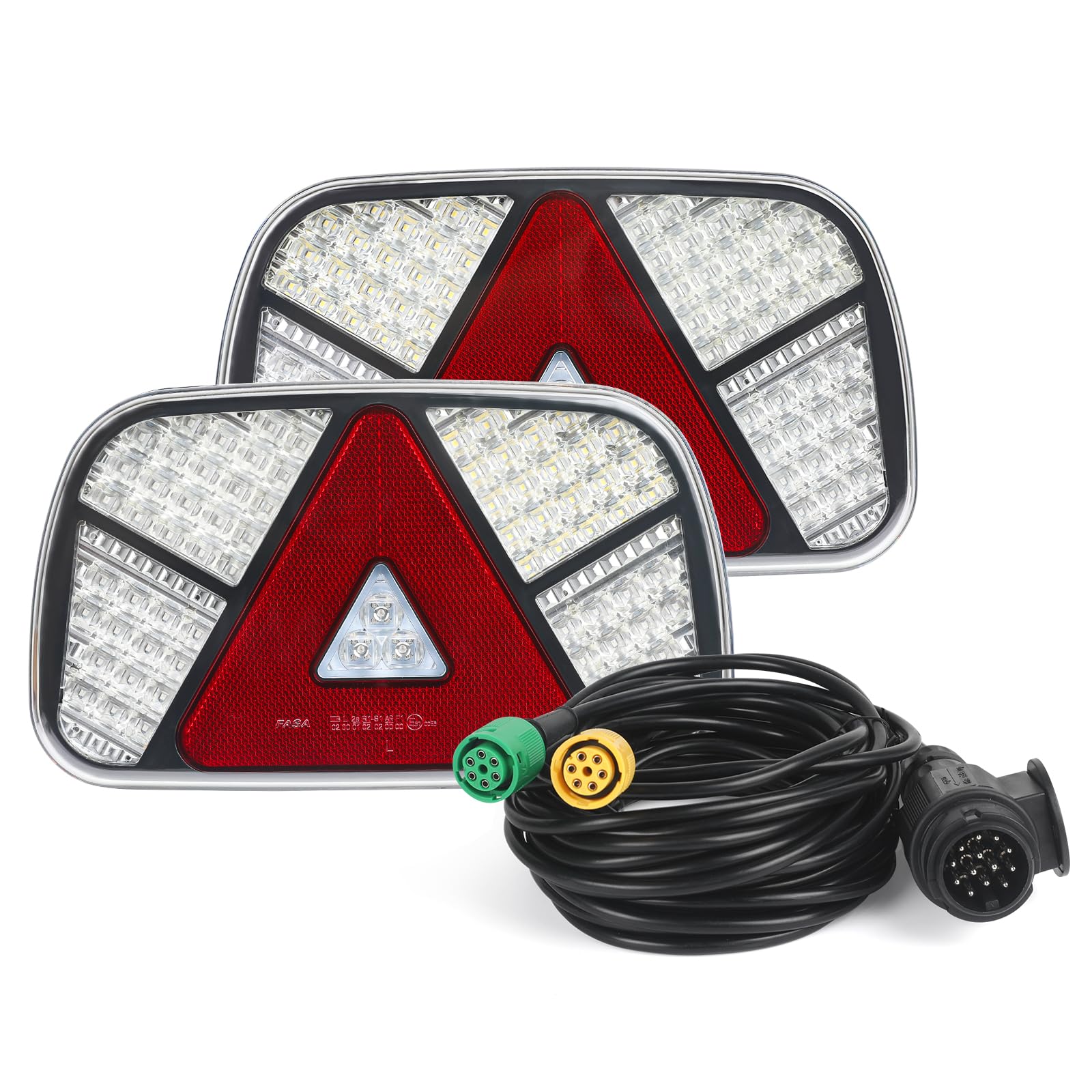 Qiping 12V/24V Rückleuchten Anhänger,LED Rücklichter Beleuchtung mit 2x6 polig 5M Kabelsatz,7 Funktion Rückleuchten,für Wohnwagen/RV/LKW/Anhänger von Qiping