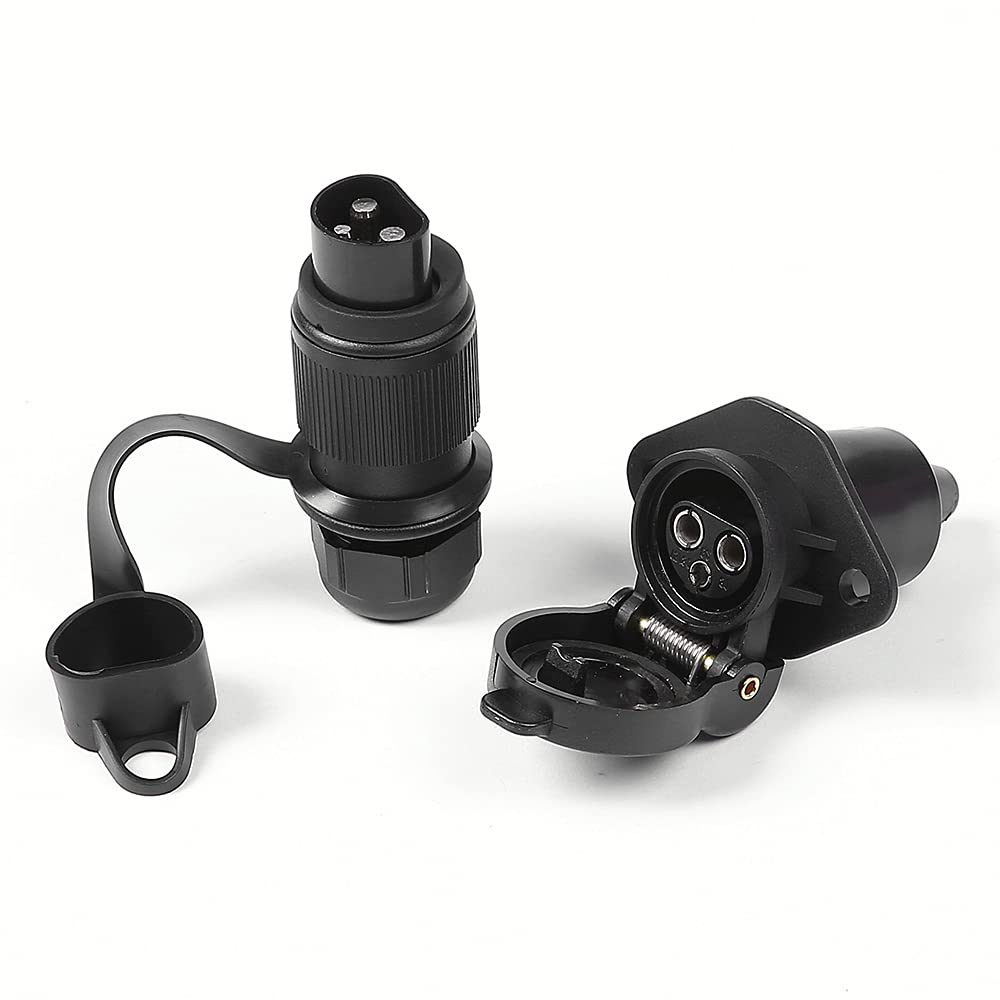 Qiping 12V Traktor Stecker 3 polig + Steckdose 3 polige Set für Pkw Anhänger, Wohnmobile, RV von Qiping