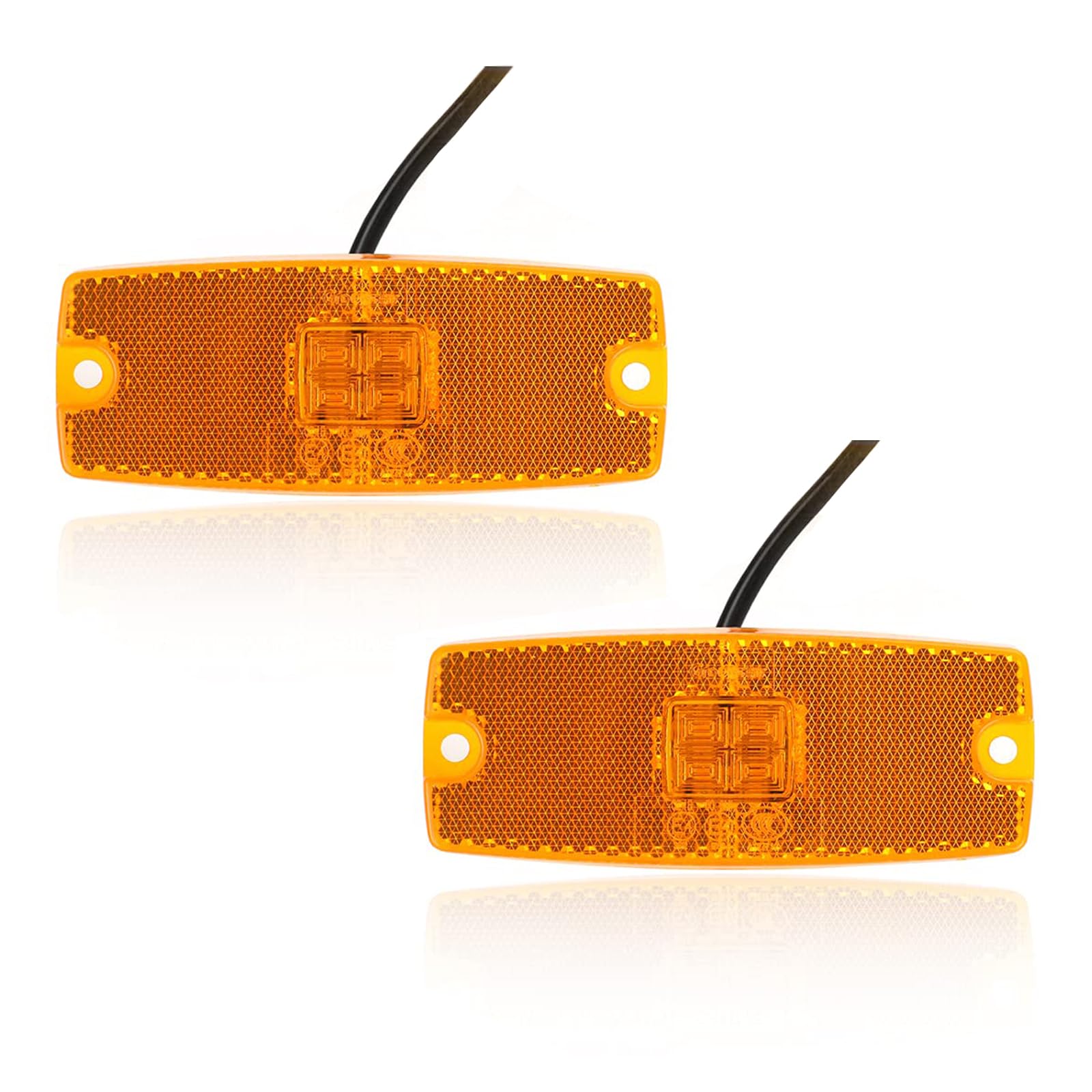 Qiping 2 Pack Begrenzungsleuchte Orange 12V 24V LED Umrissleuchte Gelb Bernstein Positionsleuchte mit E-Prüfzeichen für LKW, Pkw-Anhänger, Wohnwagen, Kfz, Traktor von Qiping