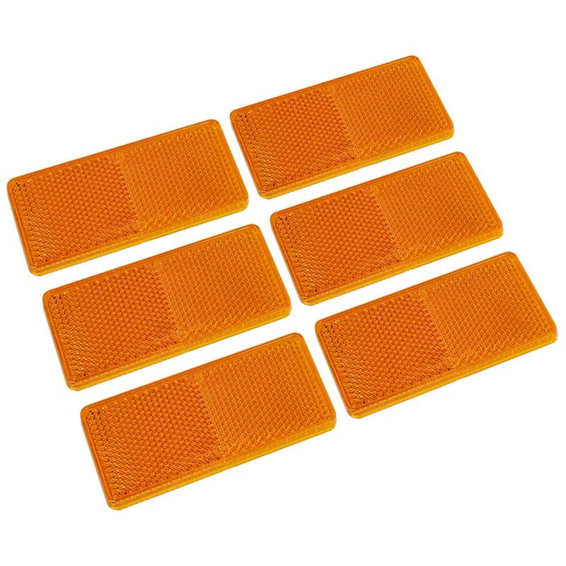 Qiping 6 x Orange Katzenauge Rückstrahler Gelb Anhänger Reflektor Rechteck zum Selbstklebend 9.2 x 4.2 x 0.7 cm für KFZ, LKW, Wohnwagen, Motorrad, Wohnmobil von Qiping