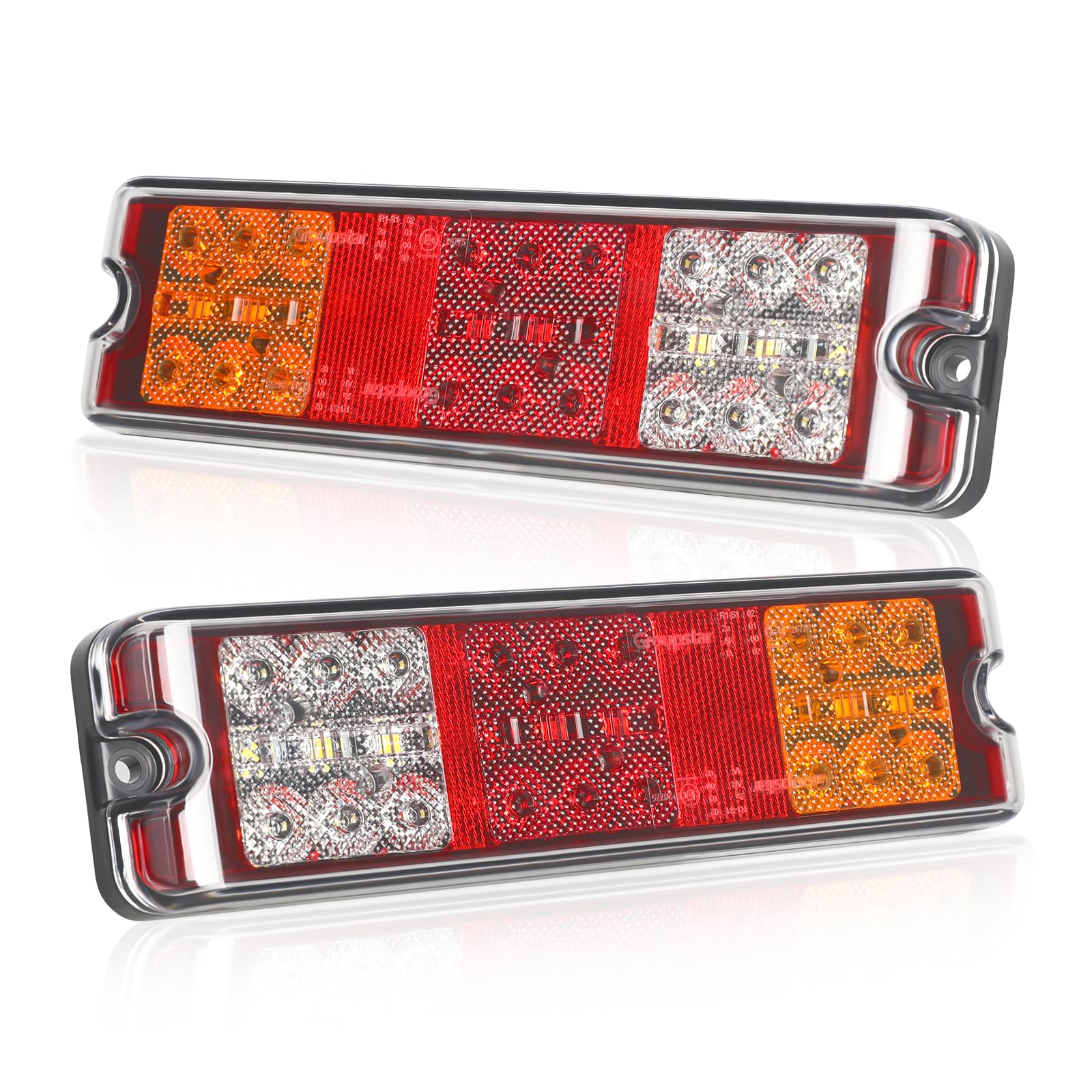 Qiping LED Rückleuchten Anhänger,12/24V DC Universal Rückleuchten,KFZ LKW Wohnmobil Anhänger Beleuchtung E-Geprüfte für Straßenverkehr Zugelassen von Qiping