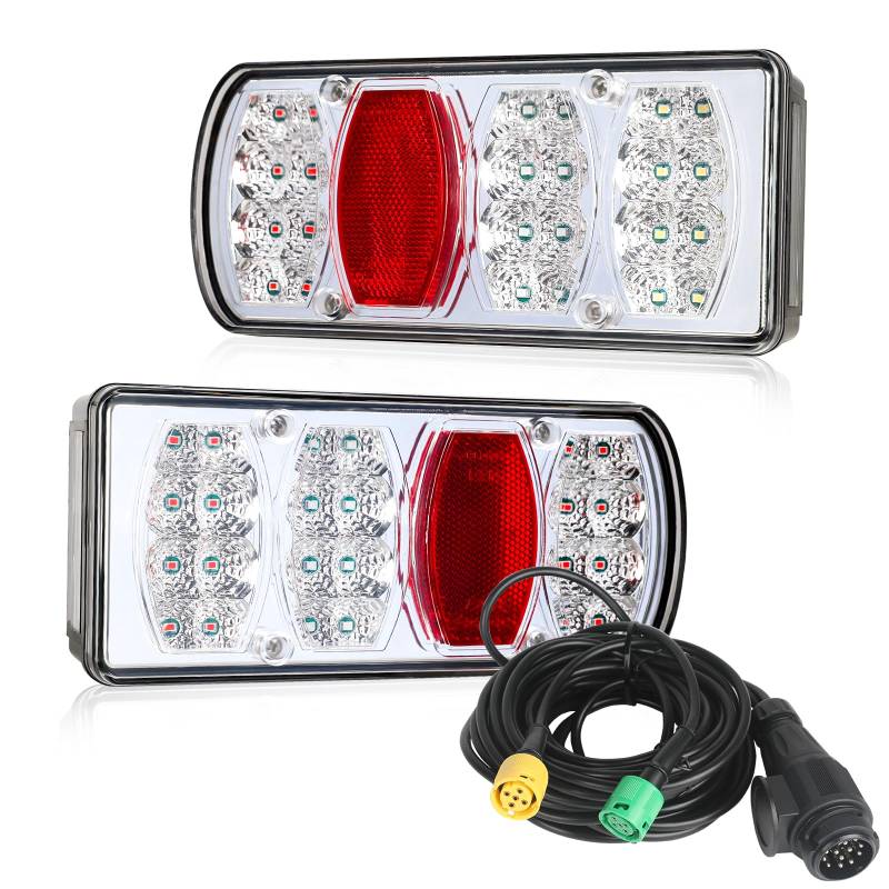 Qiping 13-Poliger LED Rückleuchten Anhänger,13 poliger anhängerstecker mit 5m Kabelsatz,12V 24V Anhänger Beleuchtung für PKW LKW RV Caravan Van,mit E-Geprüfte von Qiping