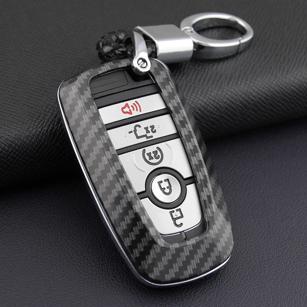 Qirc ABS Carbon Fibre Car Key Case Car Remote Shell Cover Fit for Explorer F-150/250 Mustang Ecosport Smart Key Protector Car Key Fob Car Accessories Decoration (Shell Only) von Qirc