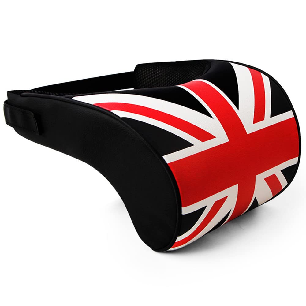 Qirc Auto Kopfstütze, British Style Miziqi Auto Kopfstütze, Space Memory Foam Nackenkissen Allgemeines Automobilbedarf (schwarz) von Qirc