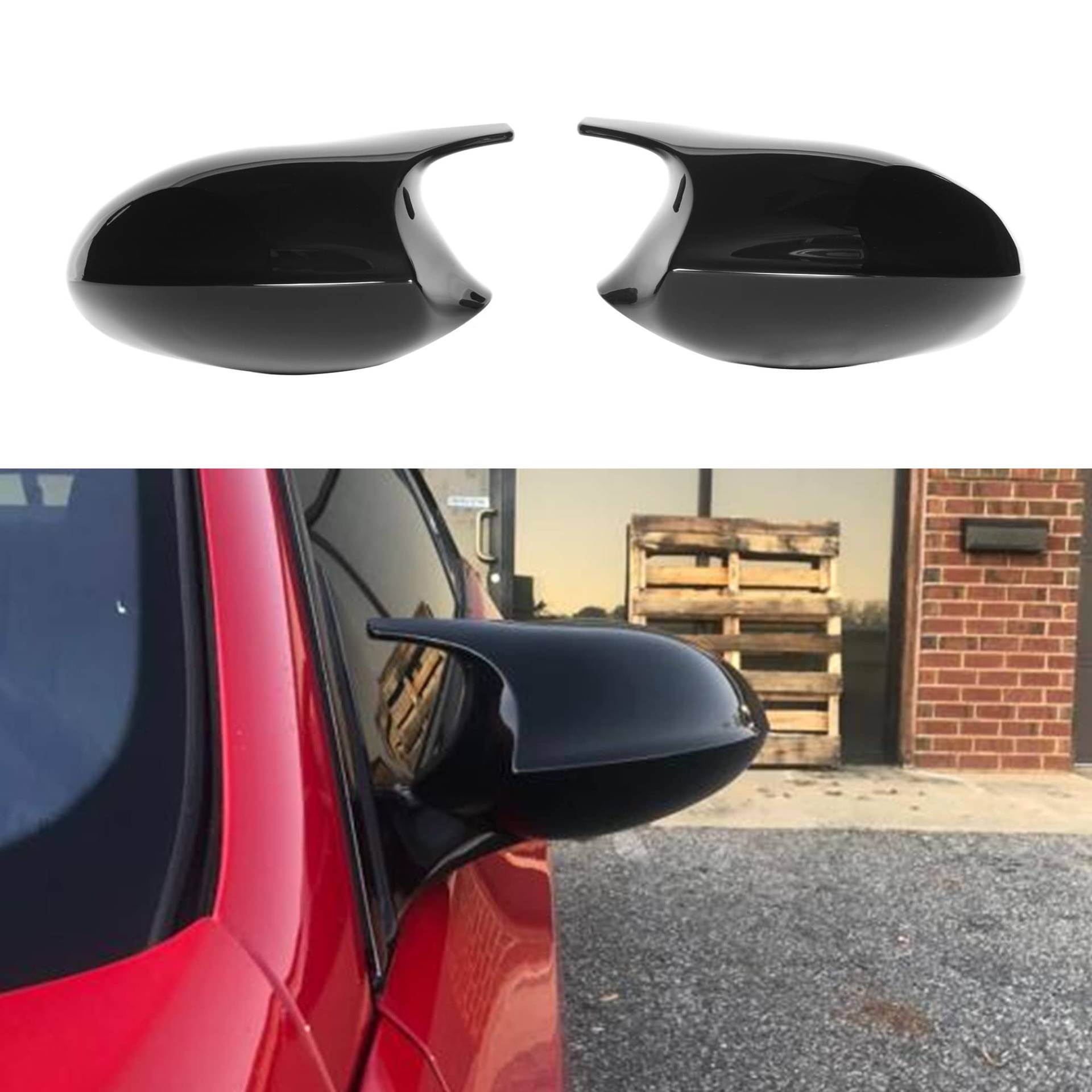 E92 Spiegelabdeckung ABS Glänzend Schwarz Spiegelabdeckung für BMW 3er E90 E92 E93 2006-2009 von Qitian