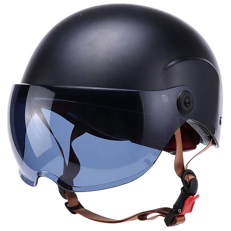 Deutsche Halbhelm Vintage Motorradhelm Retro Halbschalenhelm ECE-Zulassung Halbhelm Mit Brille Deutsche Braincap Jethelm Rollerhelm Für Damen Und Herren Fahrradhelm ( Color : 2 , Size : 55-62cm ) von QiuShuiDr