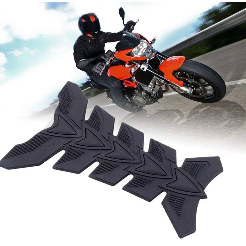 Qiwenr Gummi Kraftstofftank Aufkleber,Tankpad Motorrad,3D Tankschutz Tankaufkleber,3D Gel Öl Gas Tank Pad Fisch Gummi Kraftstofftank Aufkleber,Universal fit für Motorrad Tanks (Schwarz) von Qiwenr