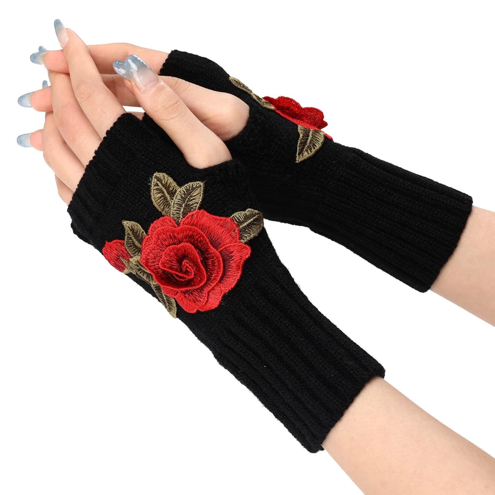 Qixiu Handschuhe für Damen Retro Lange Elastischer Abendhandschuhe Warm mesh gloves Winter Gestrickte Handschuhe Cocktail Party 1920s von Qixiu