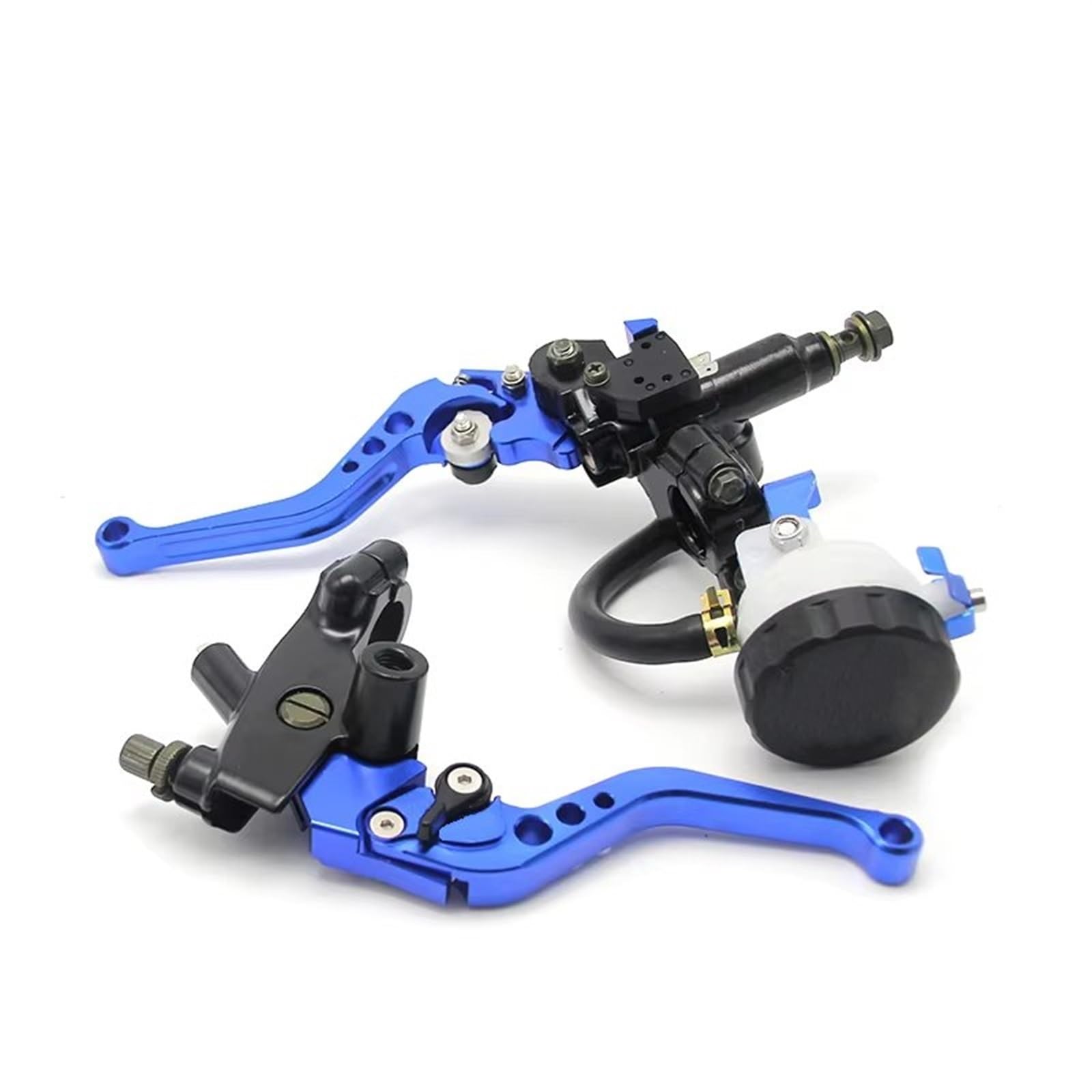 Brems Kupplungshebel 7/8 "22mm Motorrad Kupplung Bremse Hauptzylinder Reservoir Hebel Kit Flüssigkeit Reservoir Set Für KLX KupplungBremshebel(Blue Set) von Qjahxkf