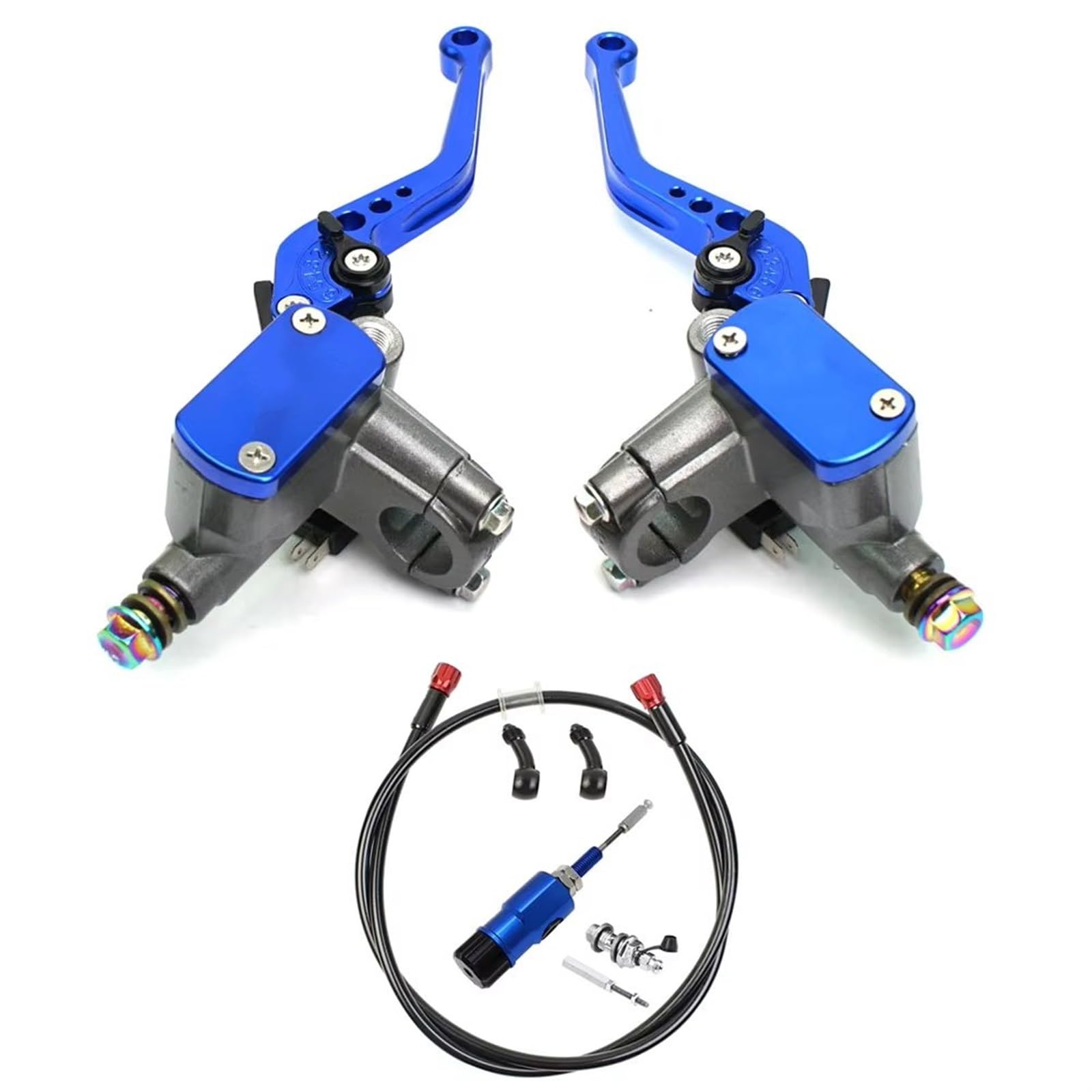 Brems Kupplungshebel Motorrad CNC Hydraulische Kupplung Kit Hebel Hauptzylinder 125~250cc 7/8 "22mm Für Ducati Für Aprilia Dirt Bike Moped KupplungBremshebel(Blue 1 Pair) von Qjahxkf