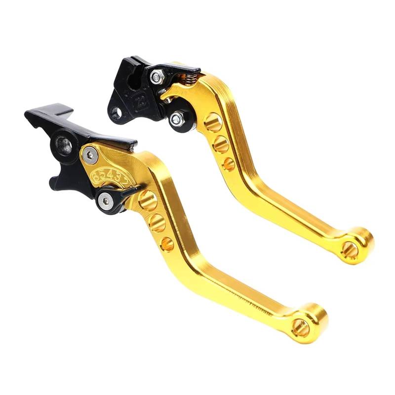 Brems Kupplungshebel Universal Motorrad Kupplung Bremse Griff Legierung CNC Geändert Horn Einstellbare Hand Hebel KupplungBremshebel(Gold Disc Brake) von Qjahxkf