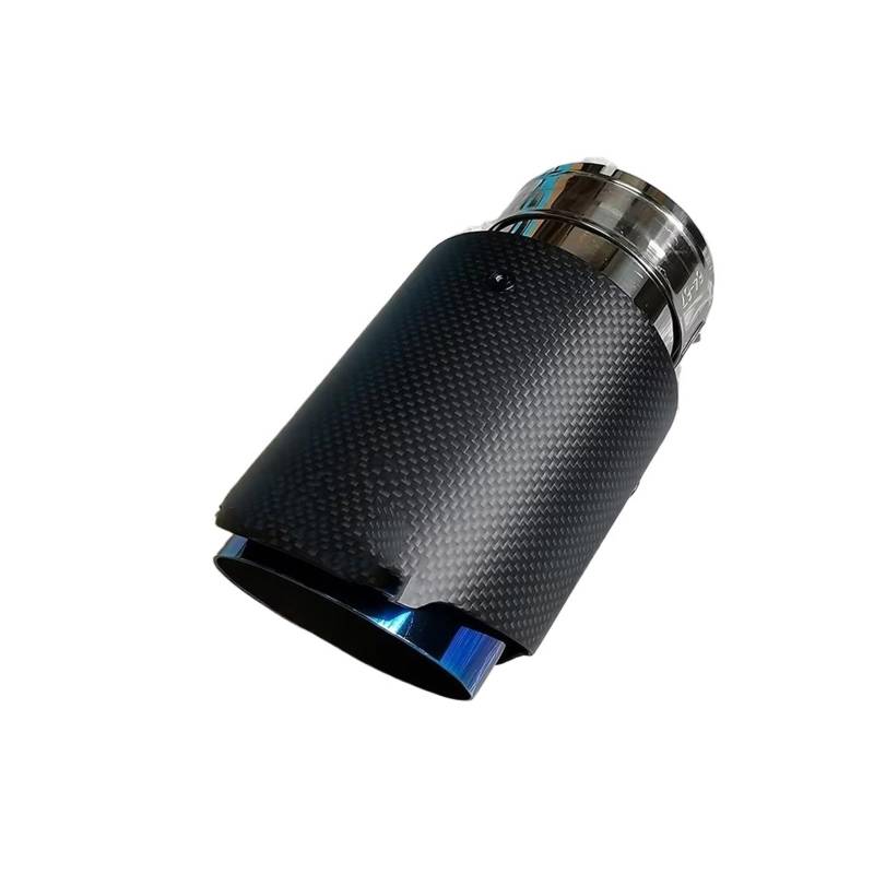 Edelstahl Auspuff Endrohr 1 Stück Auto Matte Carbon Fiber Tip Auspuffrohrdüse Universal Blau Gerade Edelstahl Endrohr Auspuffblende(70MM IN 101MM Out) von Qjahxkf