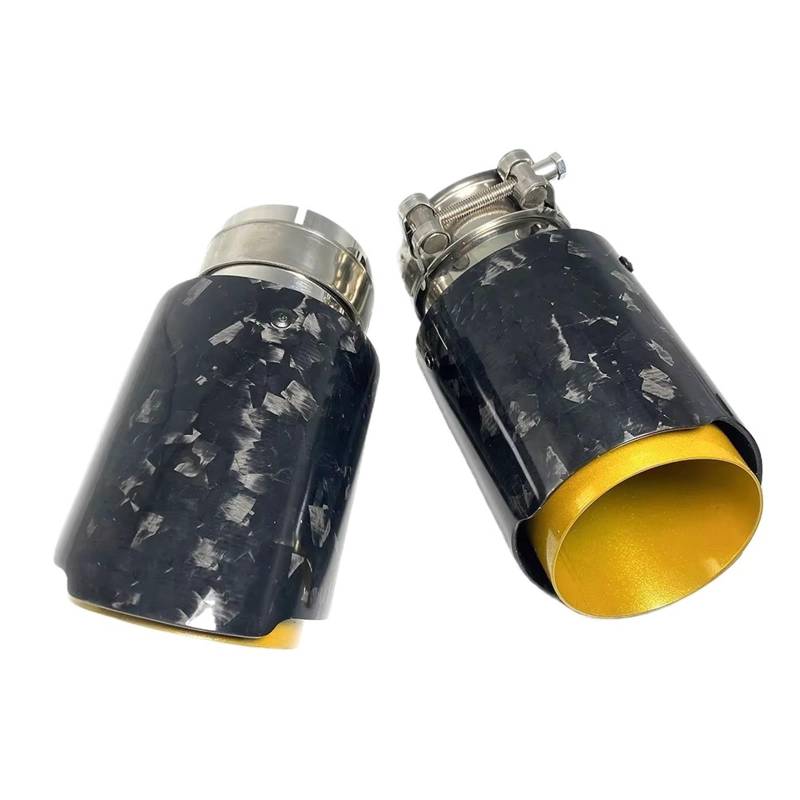 Edelstahl Auspuff Endrohr 1 Stück Auto Universal Goldene Edelstahl Glänzend Geschmiedete Carbon Faser Auspuff Spitze Auspuff Endrohr Endrohr Spitze Endrohr Auspuffblende(ID 67MMOD 114MM) von Qjahxkf