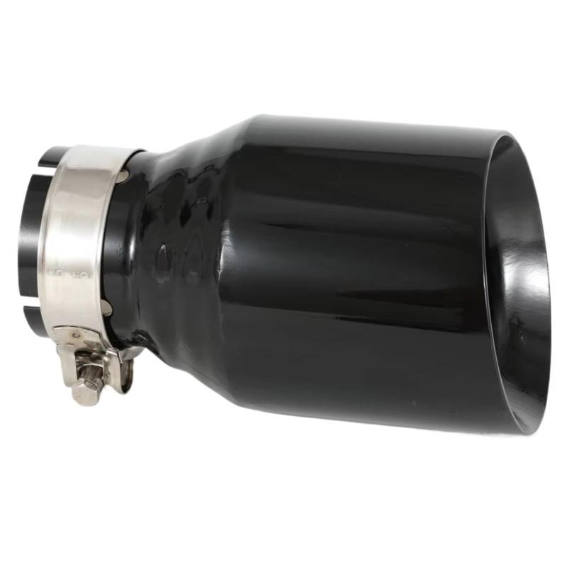 Edelstahl Auspuff Endrohr 1 Stück Auto-modifiziertes Edelstahl-Auspuffrohr, glänzend schwarz, Universal-Abschrägung, glänzende Spitze Endrohr Auspuffblende(57MM IN 76MM Out) von Qjahxkf