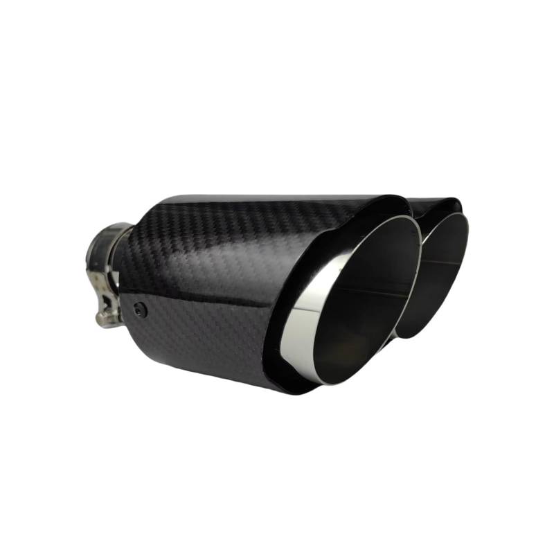 Edelstahl Auspuff Endrohr 1 Stück Universal Car Carbon Fiber Tail Throat Länge Brünierung Y-förmige Double Out Twill glänzende Auspuffspitze Endrohr Auspuffblende(51mm-101mm-Left) von Qjahxkf