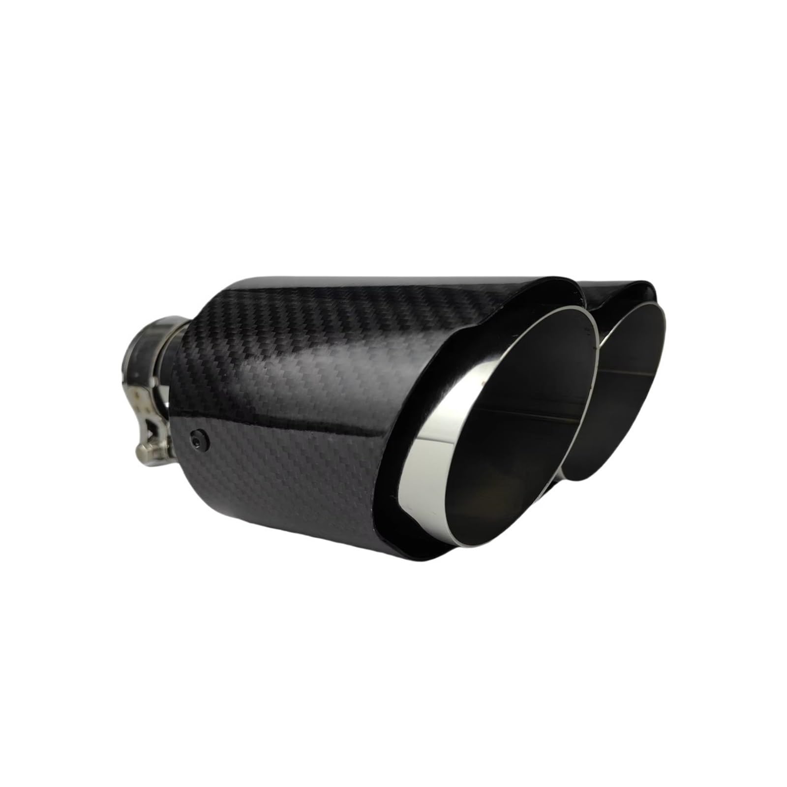 Edelstahl Auspuff Endrohr 1 Stück Universal Car Carbon Fiber Tail Throat Länge Brünierung Y-förmige Double Out Twill glänzende Auspuffspitze Endrohr Auspuffblende(51mm-76mm-Left) von Qjahxkf