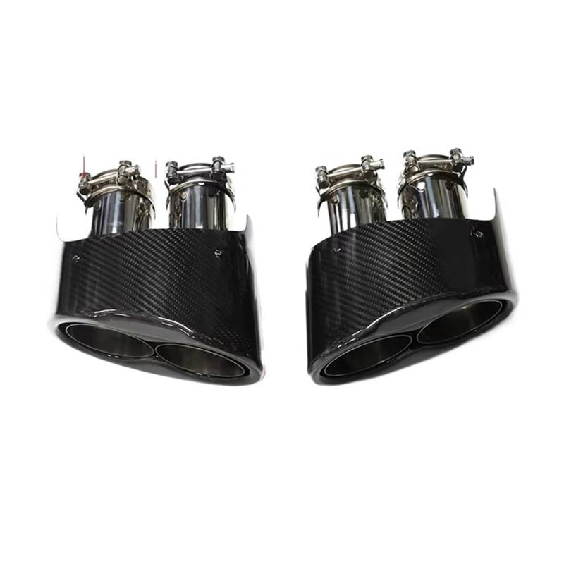 Edelstahl Auspuff Endrohr 2 Teile/los Auspuff Spitze Carbon Faser Auto Auspuff RS6 RS7 RS5 RS4 RS3 Für A3 Für A4 Für A5 Für a6 Für A7 Spitze Düse Endrohr Auspuffblende(A with Logo) von Qjahxkf