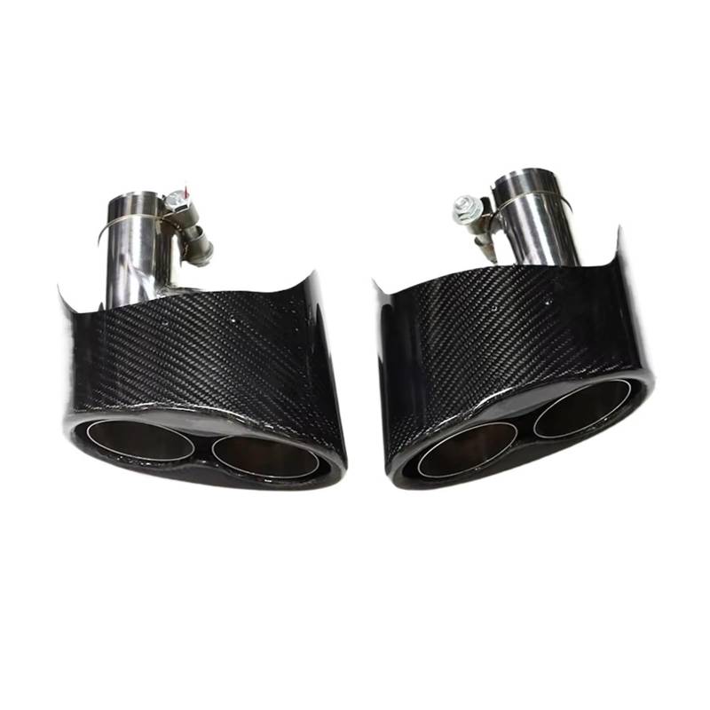 Edelstahl Auspuff Endrohr 2 Teile/los Auspuff Spitze Carbon Faser Auto Auspuff RS6 RS7 RS5 RS4 RS3 Für A3 Für A4 Für A5 Für a6 Für A7 Spitze Düse Endrohr Auspuffblende(C with Logo) von Qjahxkf