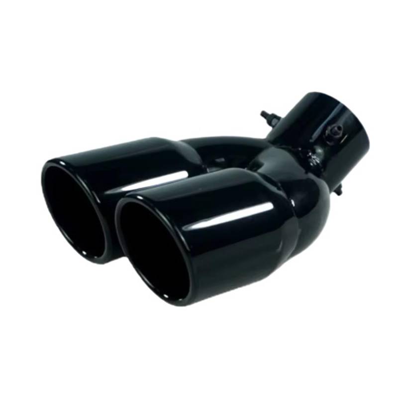 Edelstahl Auspuff Endrohr Auspuffspitzen-Einlass, 63 mm, Edelstahl, doppelter Auslass, Auto-Heckspitze, Auspuff-Endrohrspitze, angeschraubte Auspuffspitze Endrohr Auspuffblende(Black W) von Qjahxkf