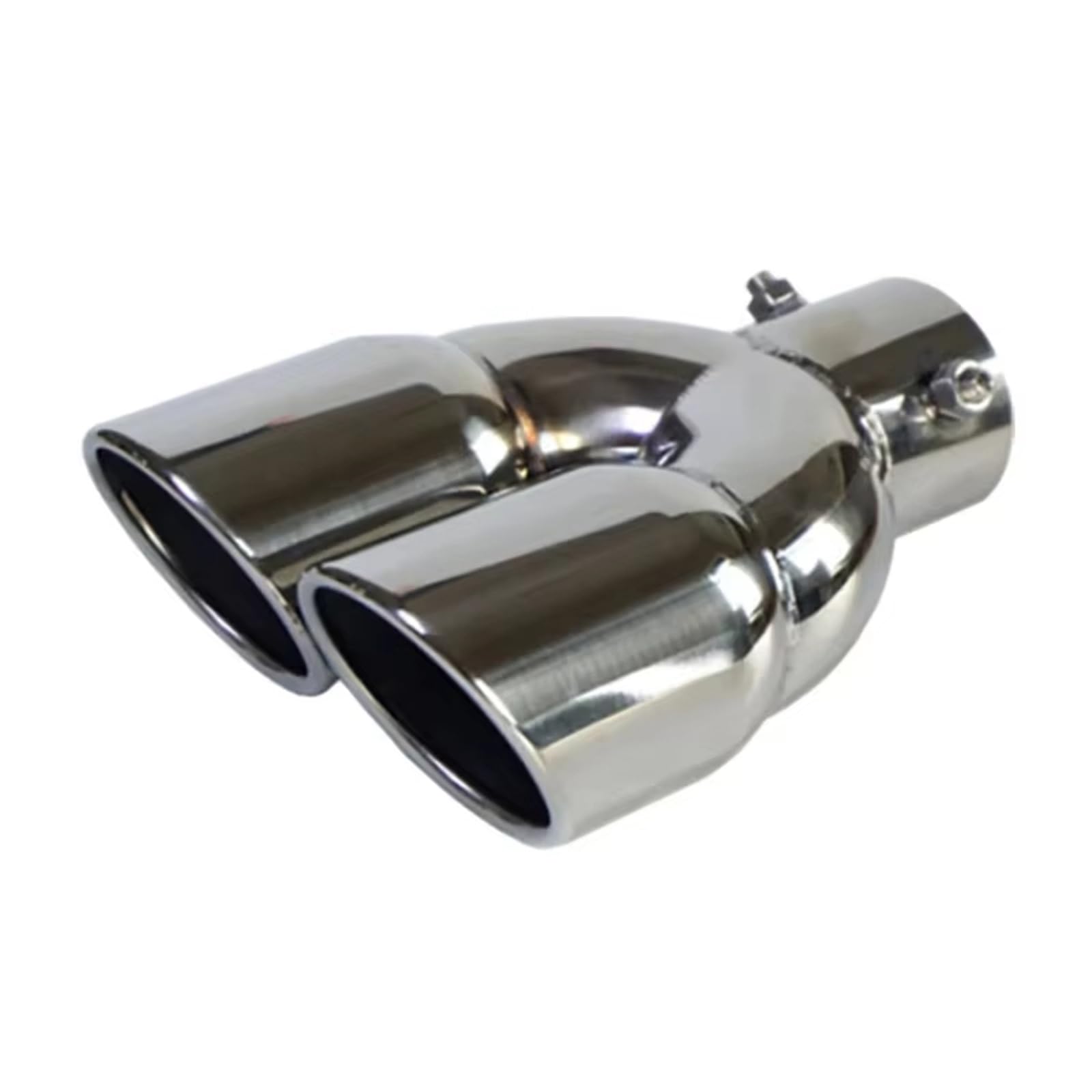 Edelstahl Auspuff Endrohr Auto-Auspuffspitze, Einlass, 63 mm, Edelstahl-Auspuffrohr, Heckkehle, 76 schräge Dual-Outlet-Auspuffanlagen-Düse Endrohr Auspuffblende(Silver Straight) von Qjahxkf