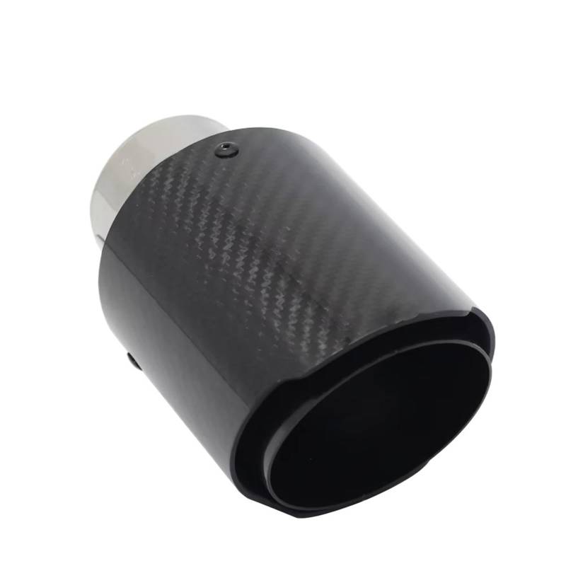 Edelstahl Auspuff Endrohr Auto glänzende Carbonfaser-Spitze Auspuffrohrdüse Universal gerade Edelstahl Schwarz Endrohr Auspuffblende(57mm-76mm) von Qjahxkf