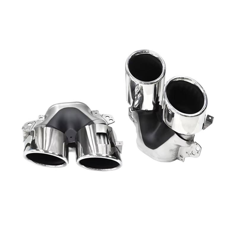 Edelstahl Auspuff Endrohr Quad-Auto-Auspuffspitze für Benz A-Klasse W177 A35 A200 A180 Upgrade A45 Heckstoßstange Schwarzer Header-Auspuff Endrohr Auspuffblende(Silver A) von Qjahxkf